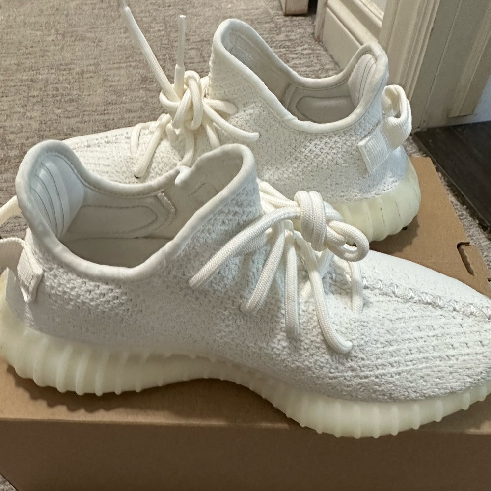 Barley worn yeezy boost 350 v2 - white / creams in 4.5 us size. Fits women 6